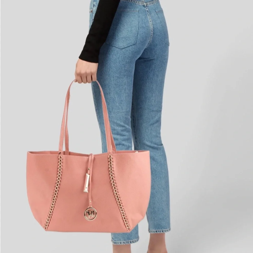Badgely Mischka tote with Chain Detail and Tassel - Picture 3 of 6